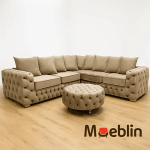 Mueblin Ashton Corner Couches Sofa in Grey Fabric