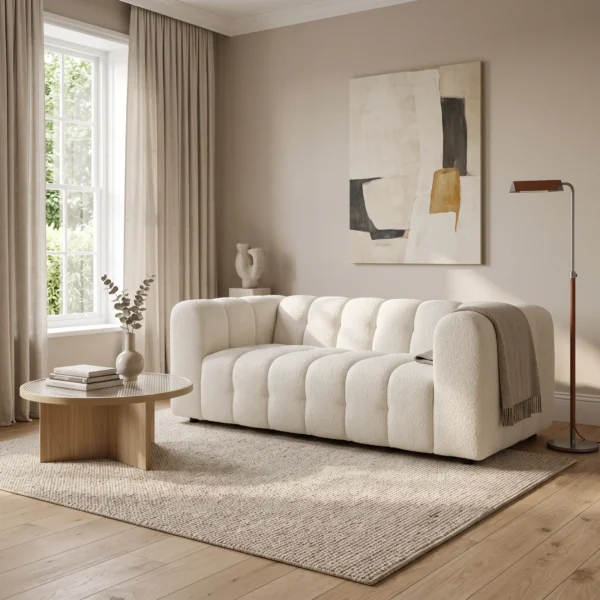 Peddle Bouclé Sofa UK – 2 Seater & 3 Seater Modern Channel Sofa
