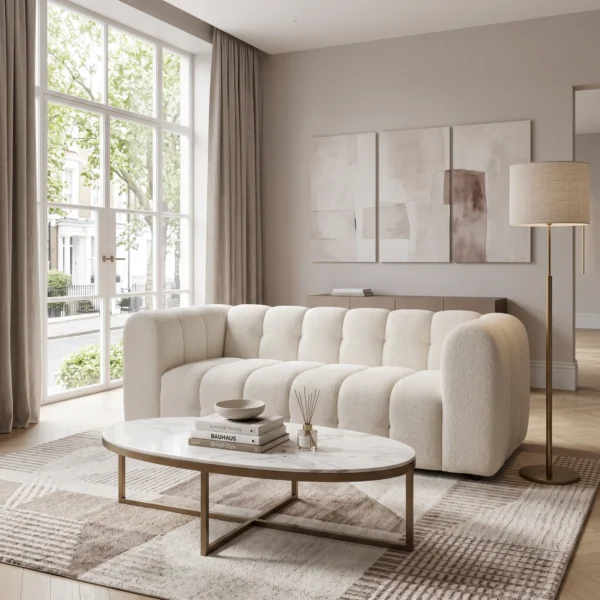 Peddle Bouclé Sofa UK – 2 Seater & 3 Seater Modern Channel Sofa